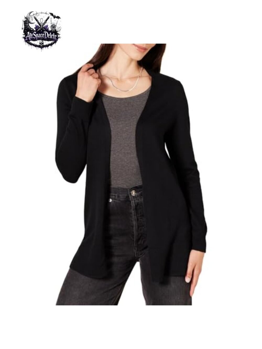 Essentials Women's Lightweight Cotton Blend Open-Front Long Cardigan Sweater